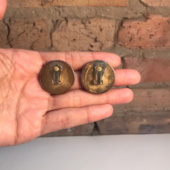 VINTAGE Deep brown maroon textured earrings - Picture 3 of 3